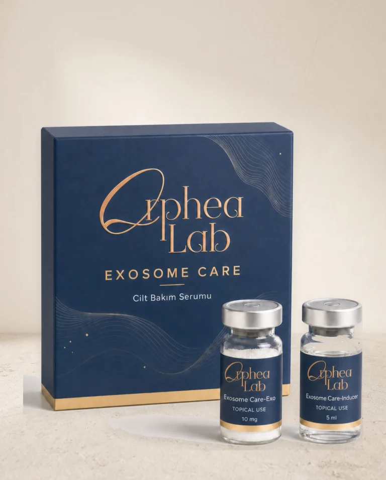 OrpheaLab Exosome Care cilt bakım serumu kutusu ve iki flakon